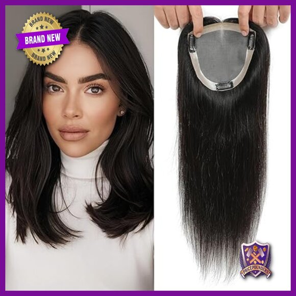 14 Inch Human Hair Topper 65g Swiss Lace Base Clip-In for Thinning Hair main image 5